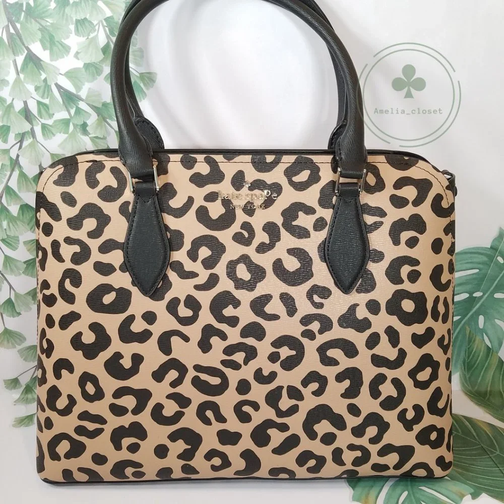 Kate Spade Darcy Leopard Cheetah Large Satchel NWT Gift Holiday Valentine Day - Picture 1 of 10